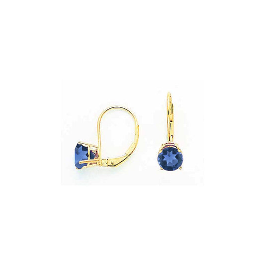 14k Yellow Gold 6mm Sapphire leverback Earrings XLB112S