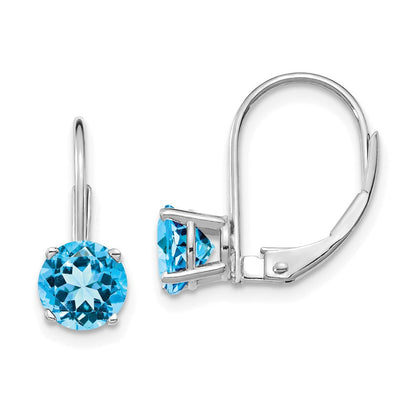 14k White Gold 6mm Blue Topaz Leverback Earrings XLB112WBT