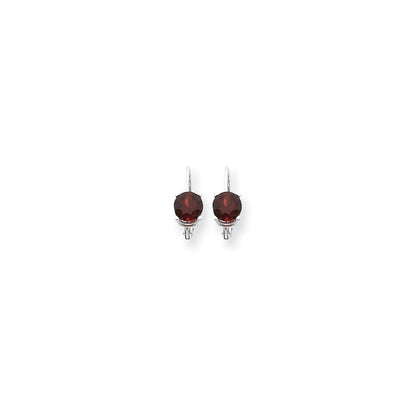14k White Gold 6mm Garnet Checker leverback Earrings XLB112WGC