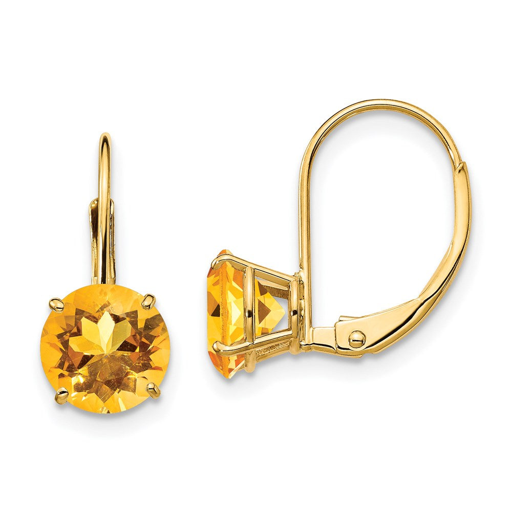 14k Yellow Gold 7mm Citrine Leverback Earrings XLB113CI