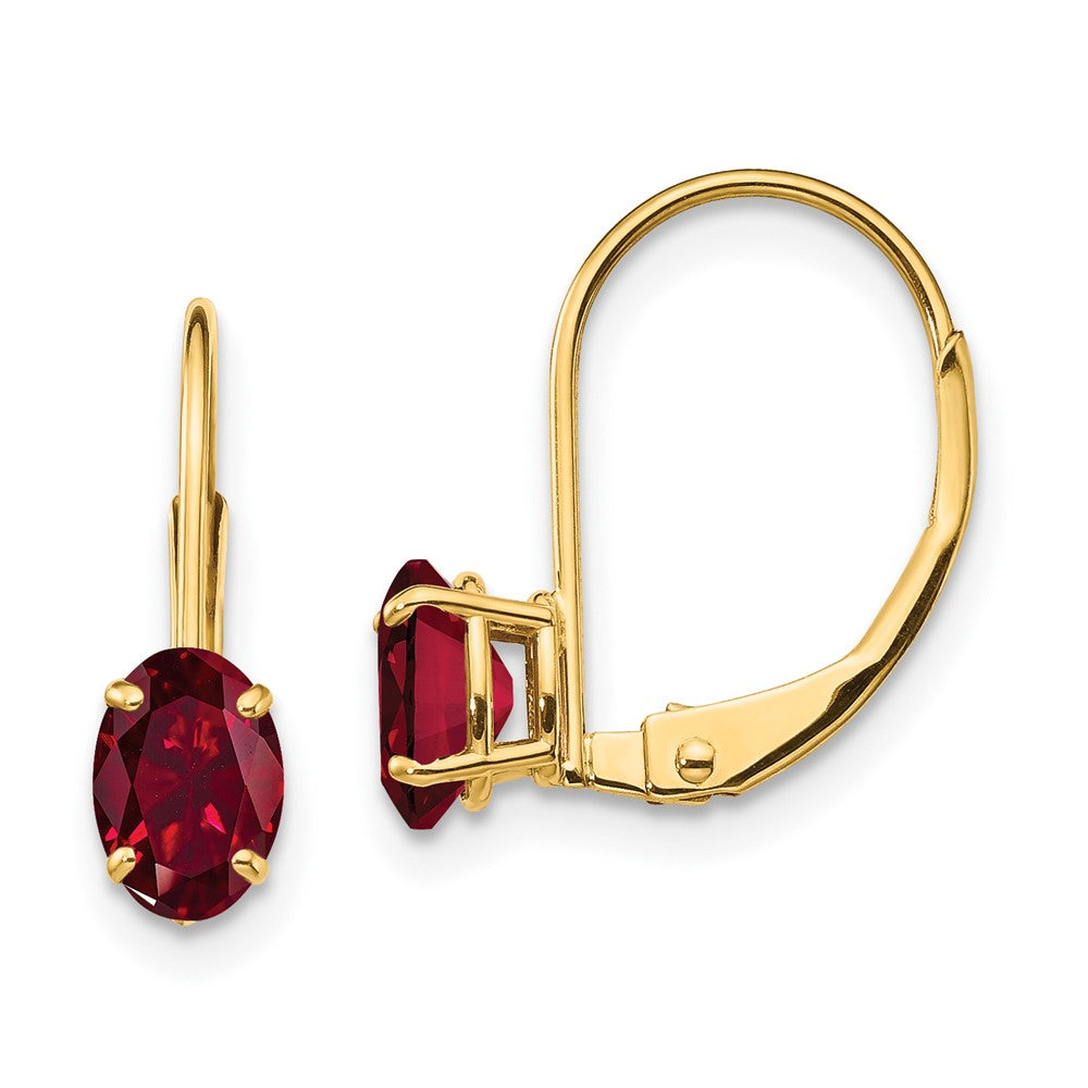 14k Yellow Gold 6x4mm Oval Created Ruby Leverback Earrings XLB114CR