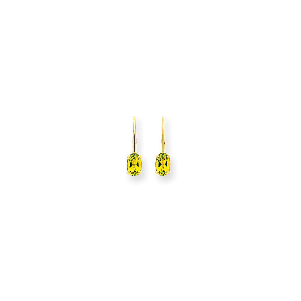 14k Yellow Gold 6x4mm Oval Peridot Checker leverback Earrings XLB114PC