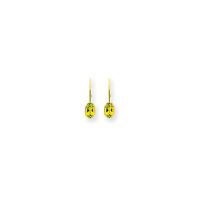 14k Yellow Gold 6x4mm Oval Peridot Checker leverback Earrings XLB114PC