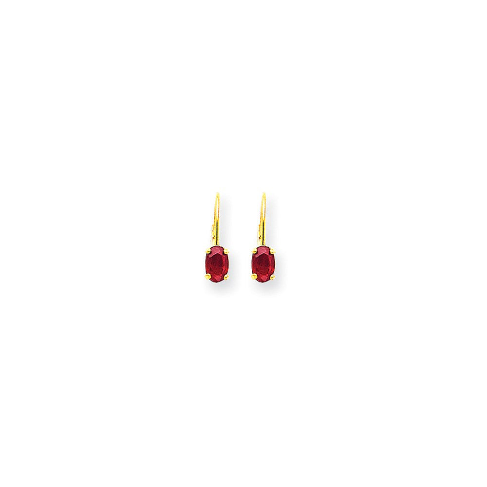14k Yellow Gold 6x4mm Oval Ruby leverback Earrings XLB114R