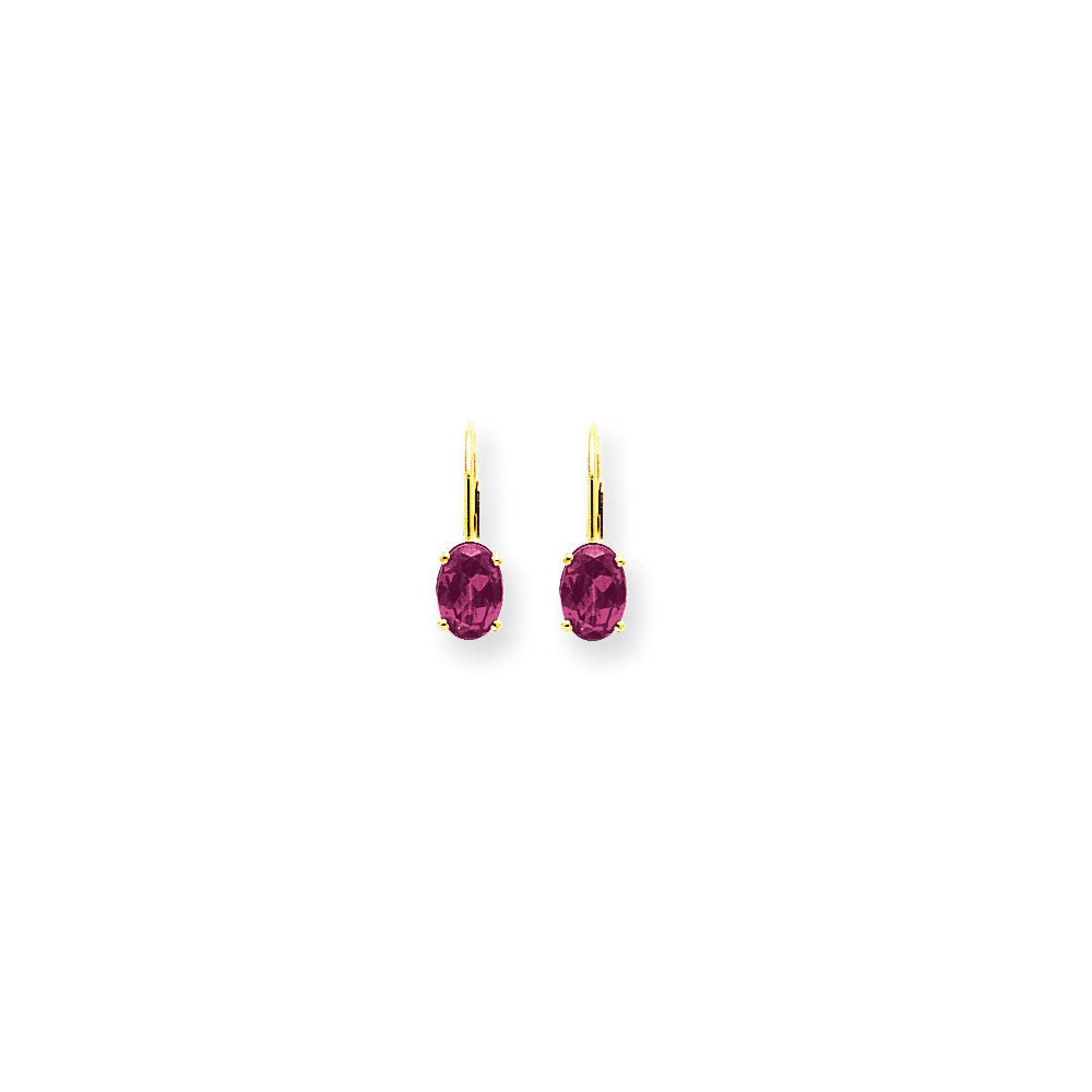 14k Yellow Gold 7x5mm Oval Pink Sapphire leverback Earrings XLB115SP