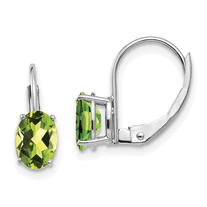 14k White Gold 7x5mm Oval Peridot Leverback Earrings XLB115WPE