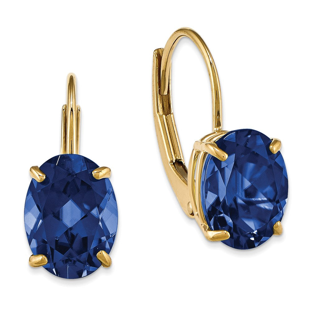 14k Yellow Gold 8x6mm Oval Sapphire leverback Earrings XLB116S