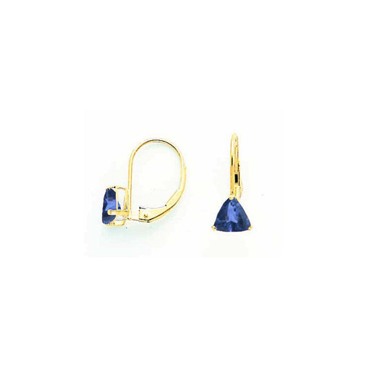 14k Yellow Gold 6mm Sapphire leverback Earrings XLB118S