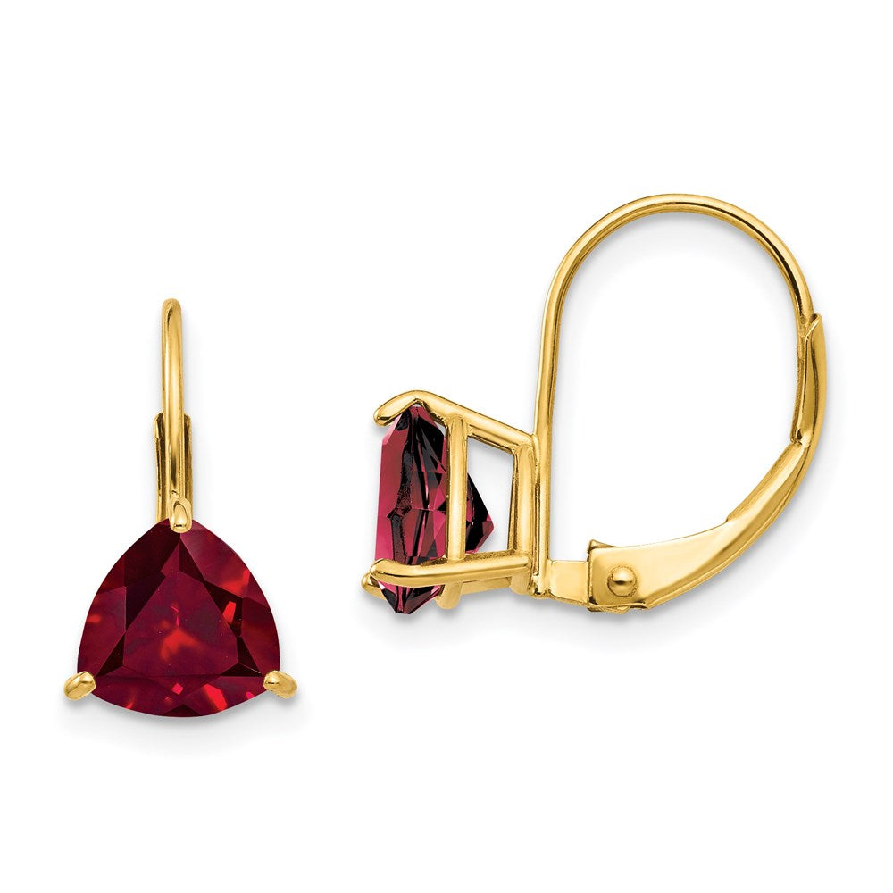 14k Yellow Gold 7mm Created Ruby leverback Earrings XLB119CR