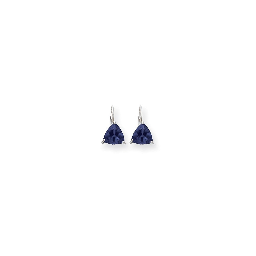 14k White Gold 7mm Sapphire leverback Earrings XLB119WS