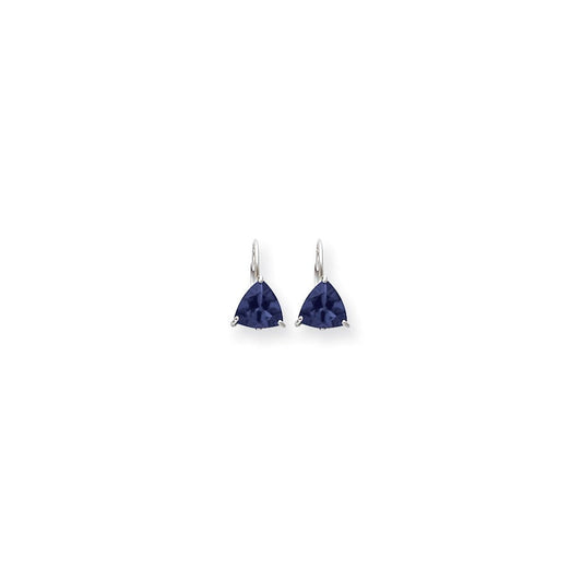 14k White Gold 7mm Sapphire leverback Earrings XLB119WS