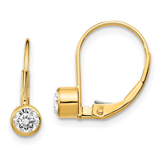 14k Yellow Gold AAA Real Diamond leverback Earrings XLB11AAA
