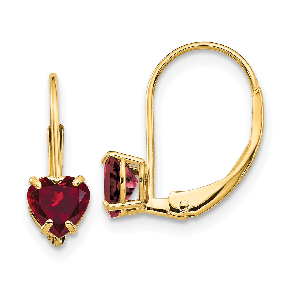 14k Yellow Gold 5mm Heart Created Ruby Earrings XLB120CR