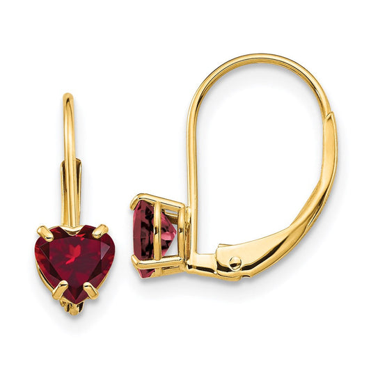 14k Yellow Gold 5mm Heart Created Ruby Earrings XLB120CR