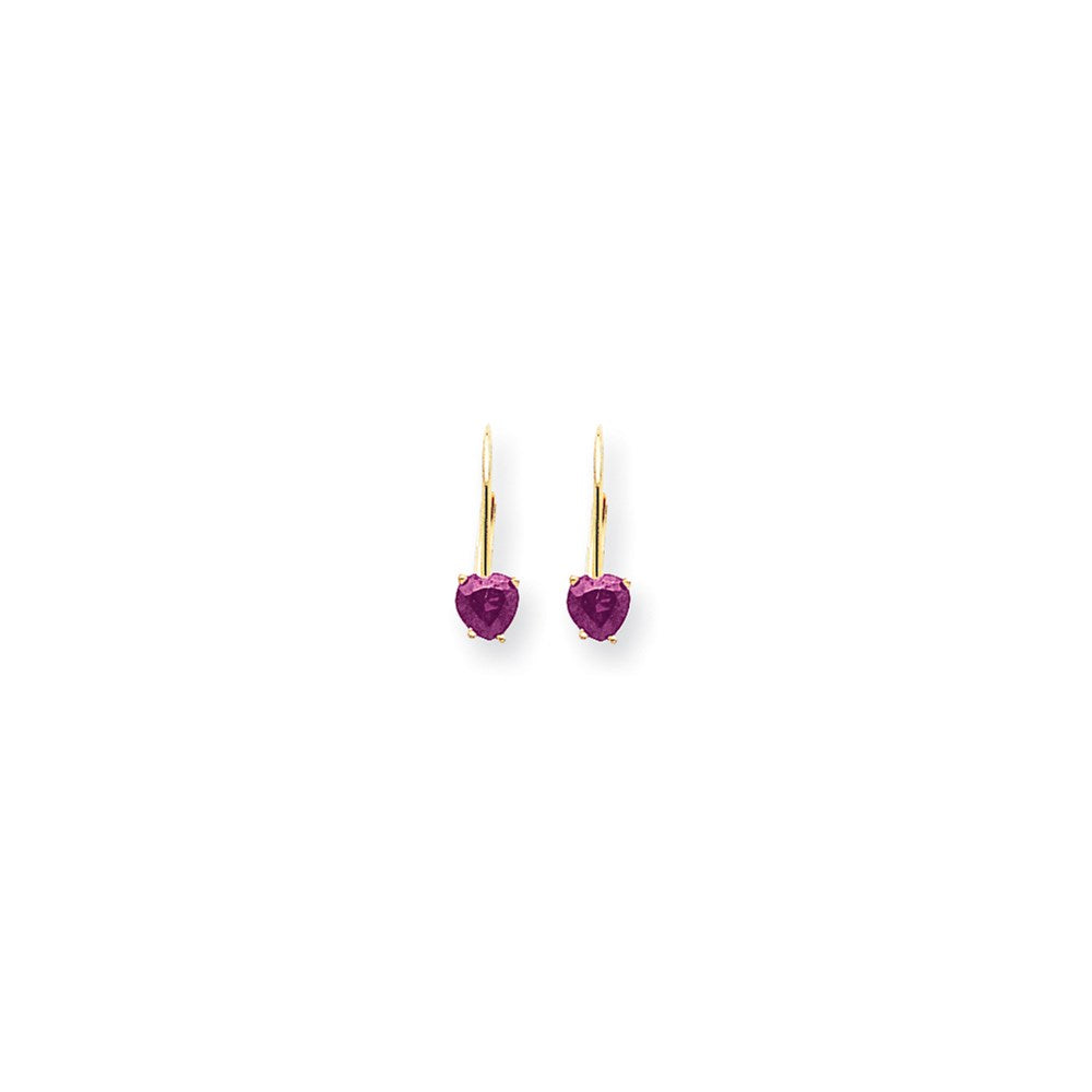 14k Yellow Gold 5mm Heart Pink Sapphire Earrings XLB120SP