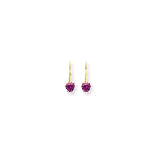 14k Yellow Gold 5mm Heart Pink Sapphire Earrings XLB120SP