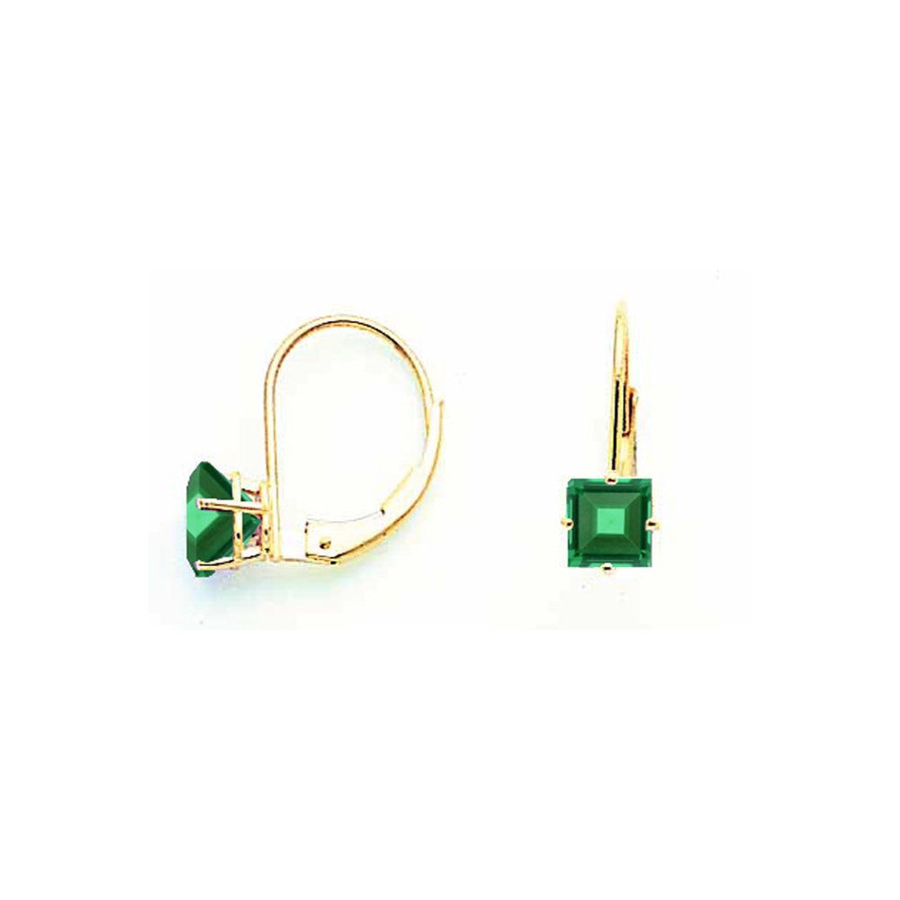 14k Yellow Gold 5mm Princess Cut Mount St. Helens leverback Earrings XLB121MS