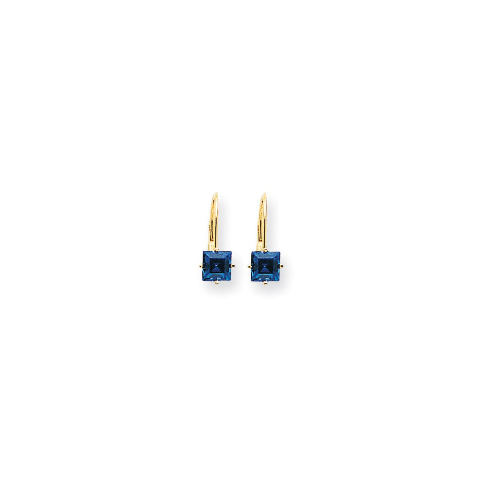 14k Yellow Gold Princess Cut Tanvorite leverback Earringss XLB121TV