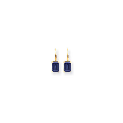 14k Yellow Gold 7x5mm Emerald Cut Sapphire Earrings XLB124S