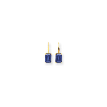 14k Yellow Gold 7x5mm Emerald Cut Tanzanite earring
