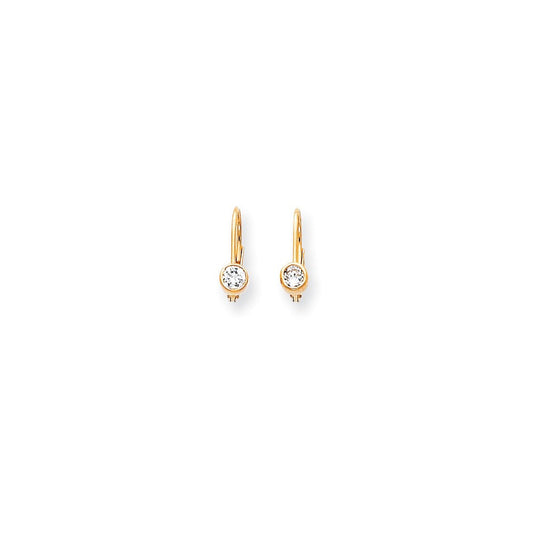 14k Yellow Gold AAA Real Diamond leverback Earrings XLB14AAA