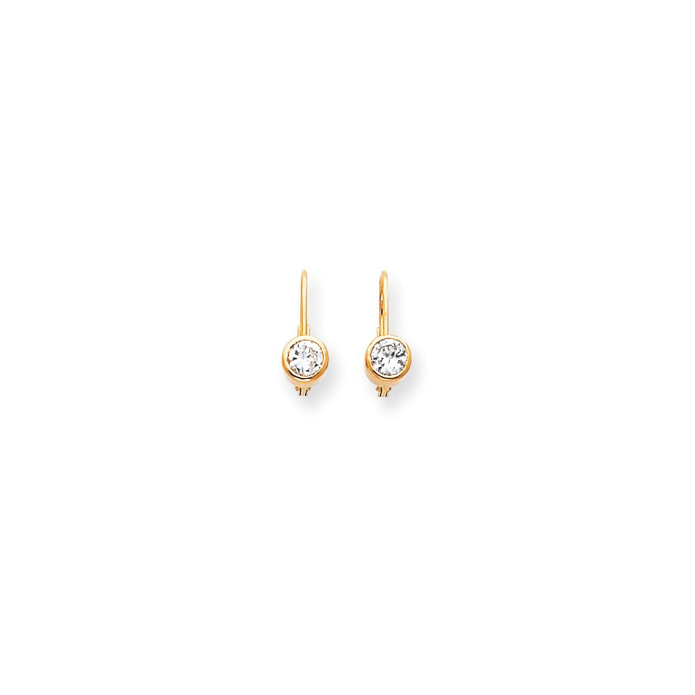 14k Yellow Gold AAA Real Diamond leverback Earrings XLB15AAA