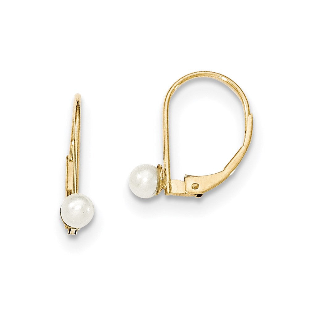 14k Yellow Gold FW Cultured Pearl Leverback Earrings XLB35PL