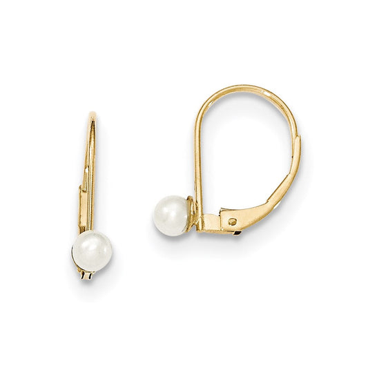14k Yellow Gold FW Cultured Pearl Leverback Earrings XLB35PL