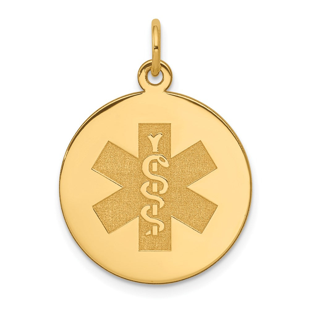 14k Yellow Gold Non-enameled Medical Jewelry Pendant