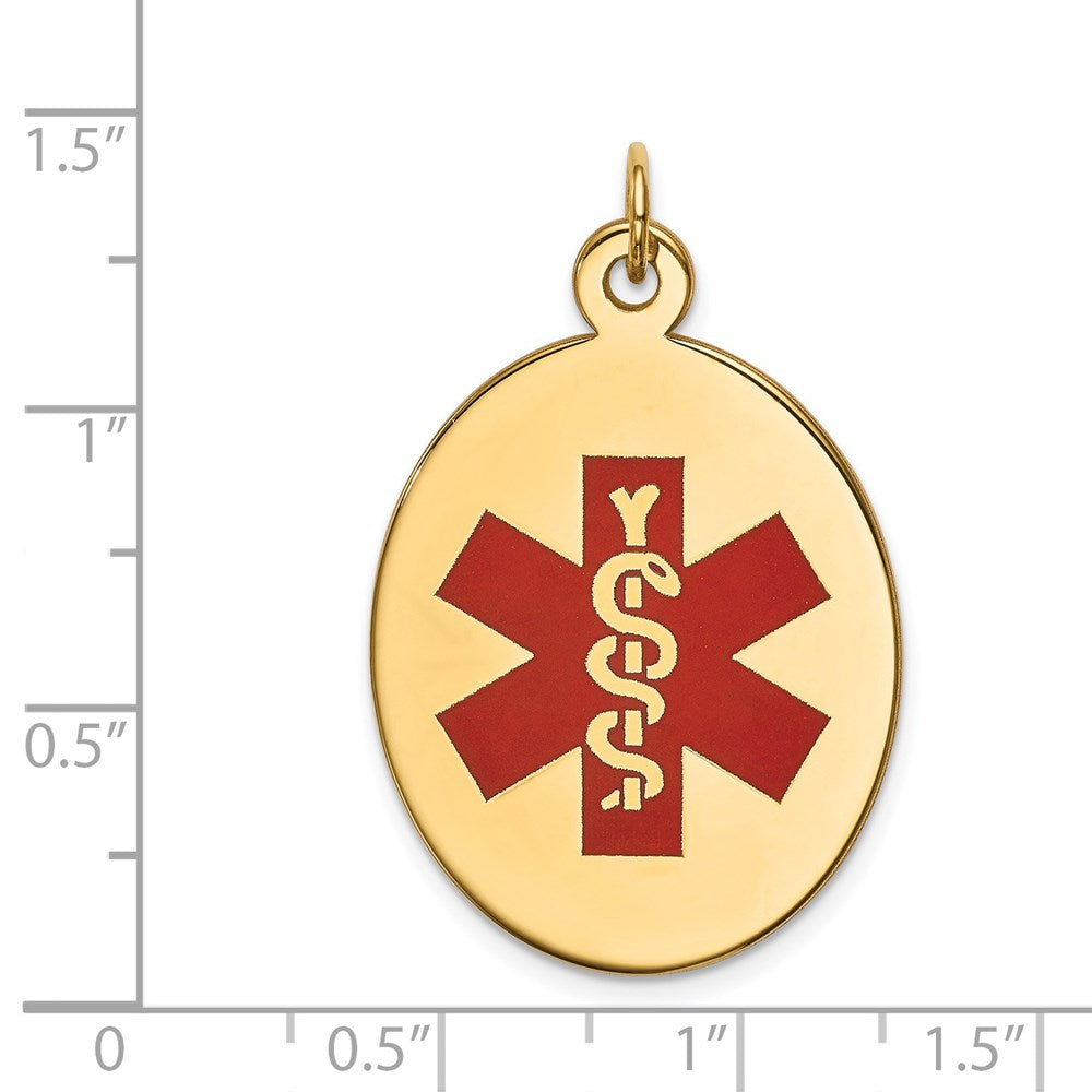 14k Yellow Gold Red Enamel Medical Jewelry Pendant