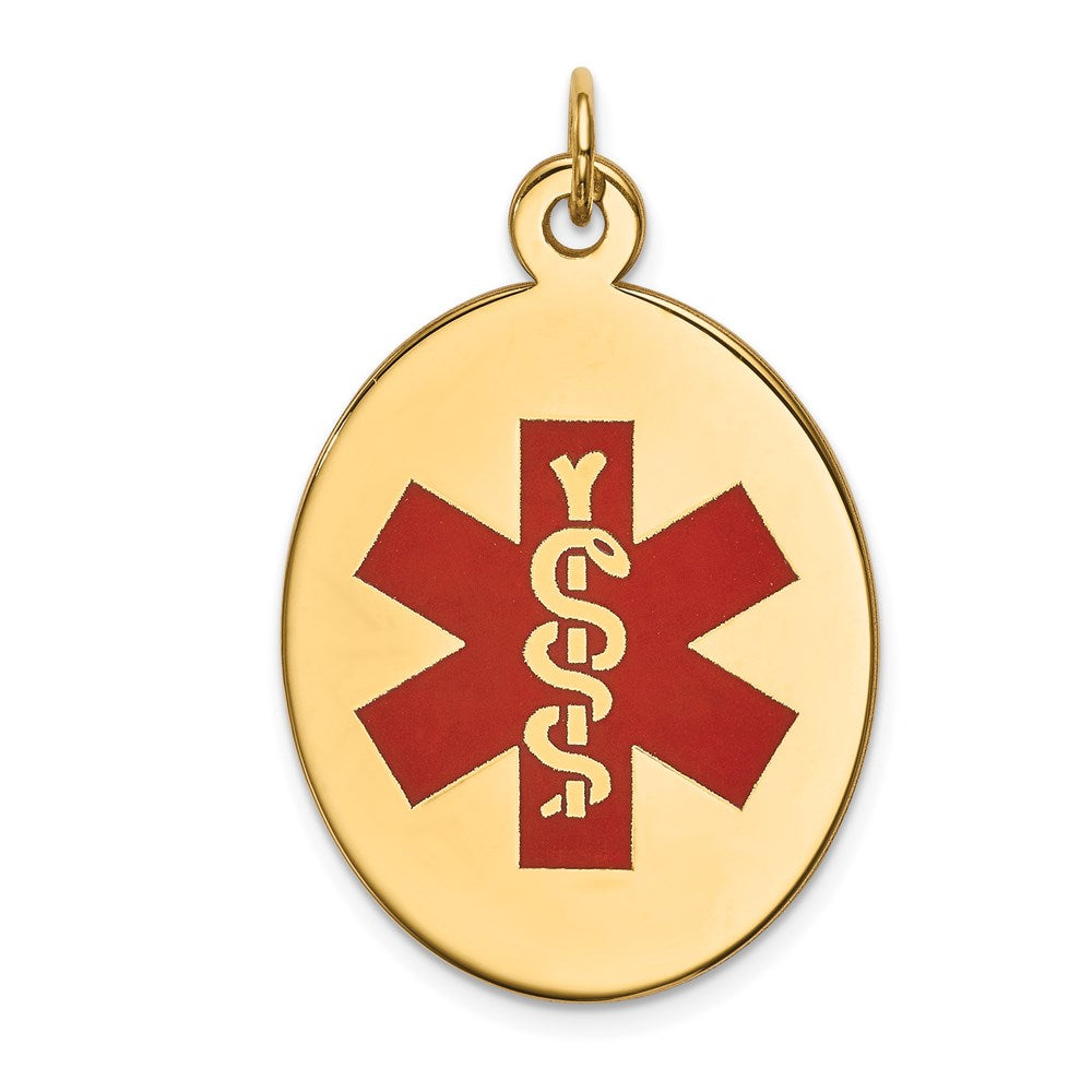 14k Yellow Gold Red Enamel Medical Jewelry Pendant