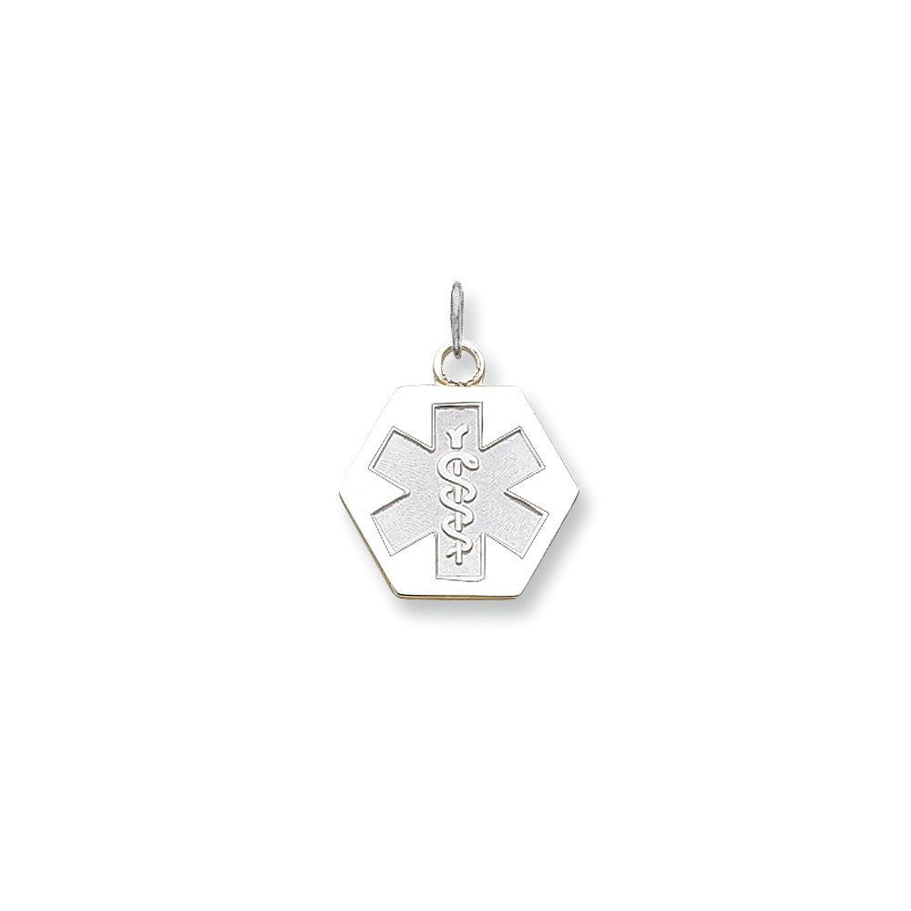14k White Goldw Non-enameled Medical Jewelry Pendant