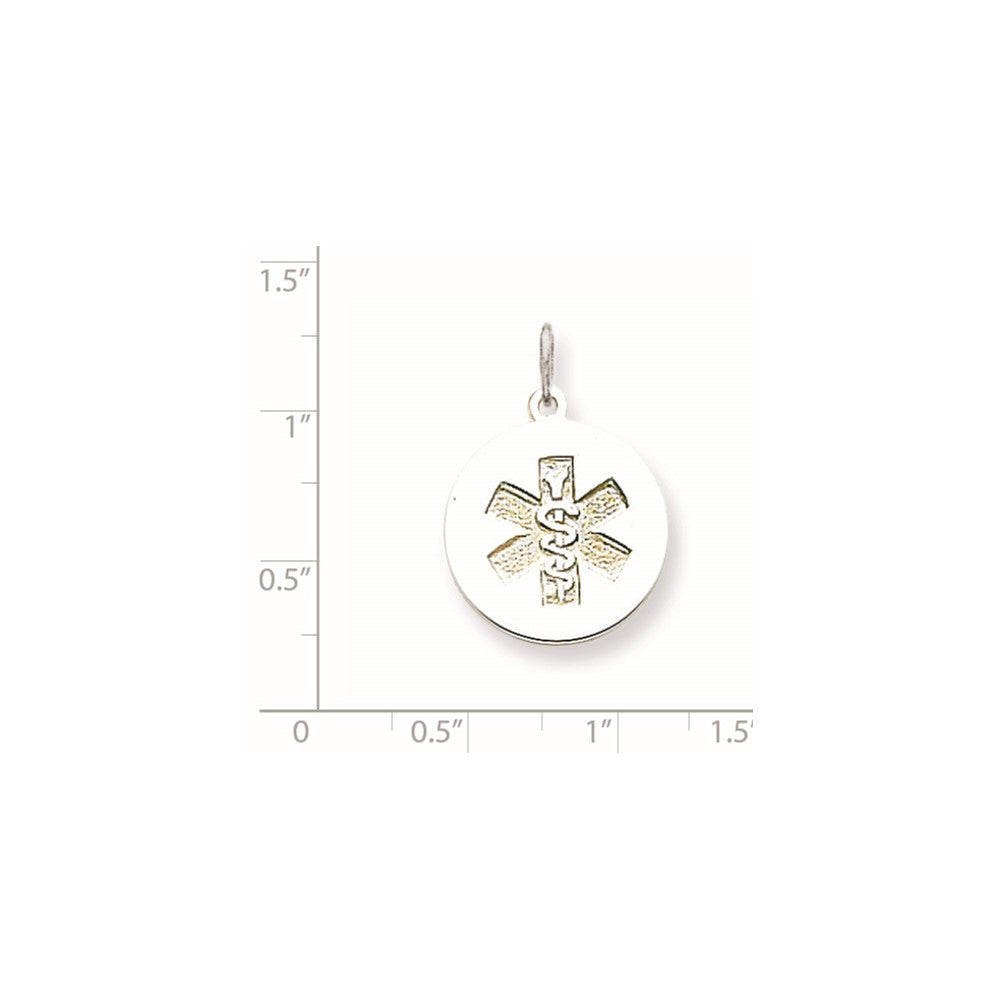 14k White Goldw Non-enameled Medical Jewelry Pendant