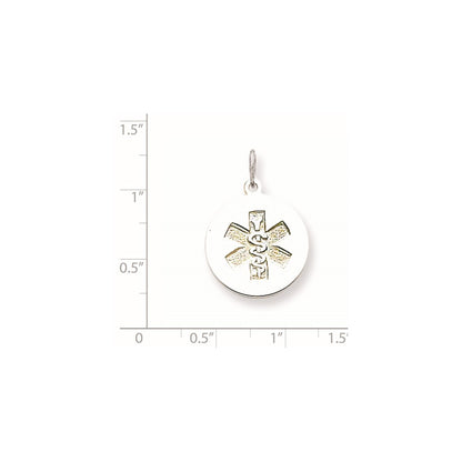 14k White Goldw Non-enameled Medical Jewelry Pendant