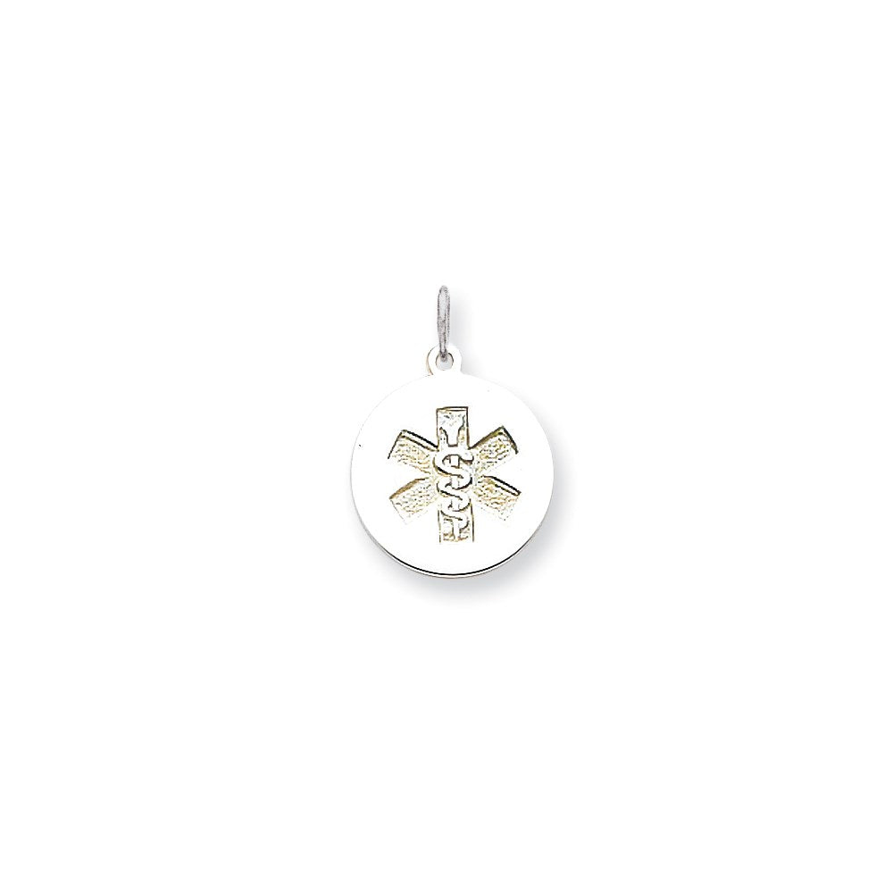 14k White Goldw Non-enameled Medical Jewelry Pendant