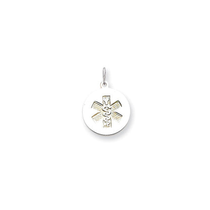 14k White Goldw Non-enameled Medical Jewelry Pendant