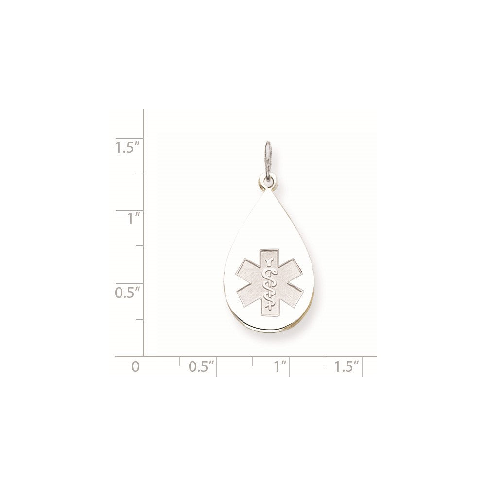 14k White Goldw Non-enameled Medical Jewelry Pendant