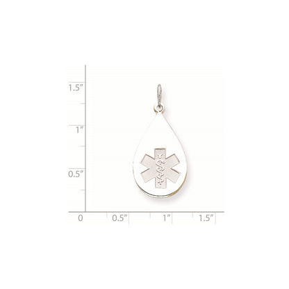14k White Goldw Non-enameled Medical Jewelry Pendant