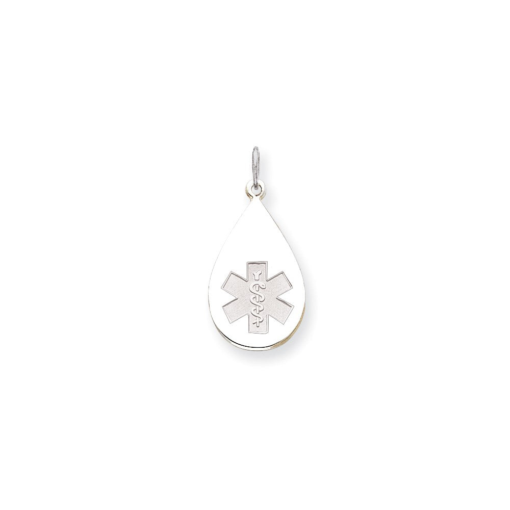 14k White Goldw Non-enameled Medical Jewelry Pendant