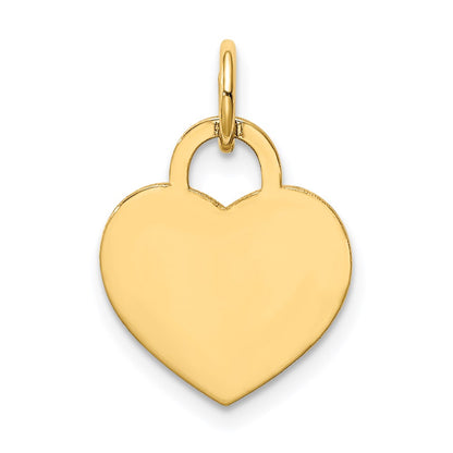 14k Yellow Gold Small Engravable Heart Charm