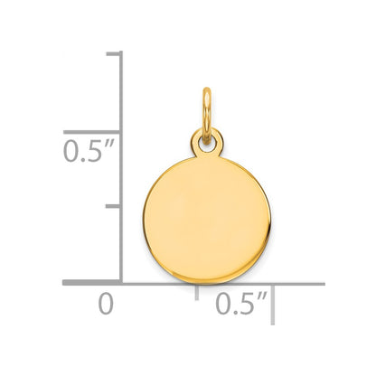 14k Yellow Gold Round Disc Charm
