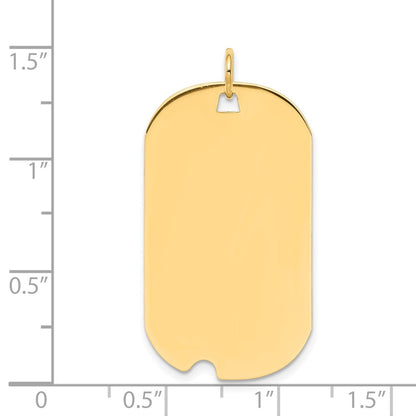 14k Yellow Gold Plain .013 Gauge Engravable Dog Tag w/Notch Disc Charm
