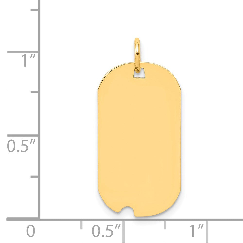 14k Yellow Gold Plain .035 Gauge Engravable Dog Tag w/Notch Disc Charm