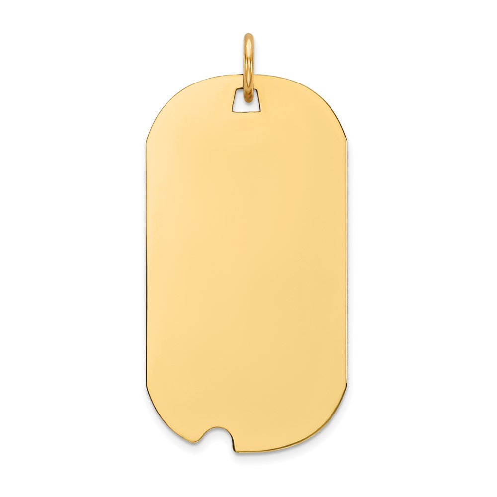 14k Yellow Gold Plain .035 Gauge Engravable Dog Tag w/Notch Disc Charm