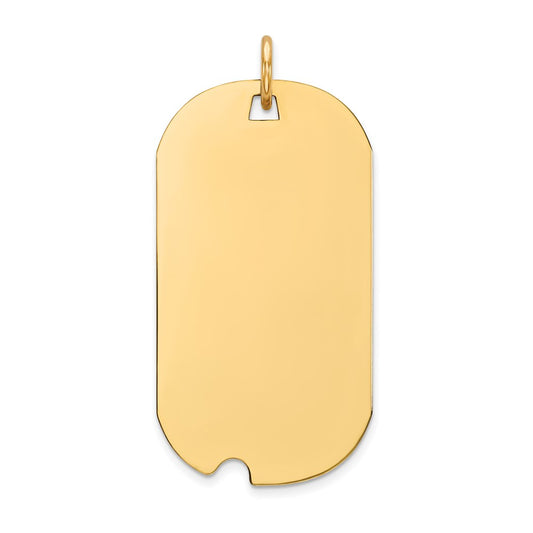 14k Yellow Gold Plain .018 Gauge Engravable Dog Tag w/Notch Disc Charm