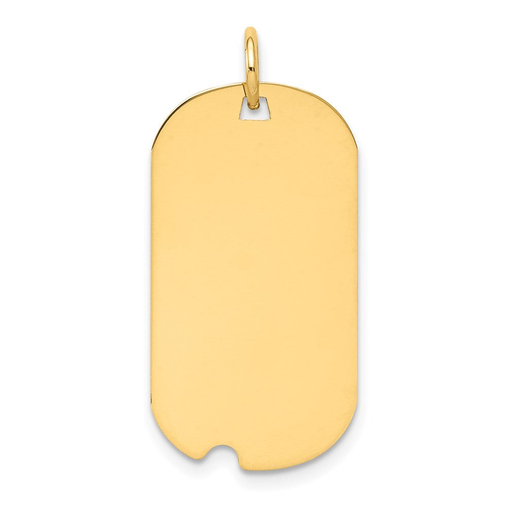 14k Yellow Gold Plain .013 Gauge Engraveable Dog Tag w/Notch Disc Charm