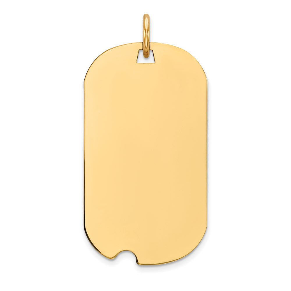 14k Yellow Gold Plain .035 Gauge Engraveable Dog Tag w/Notch Disc Charm