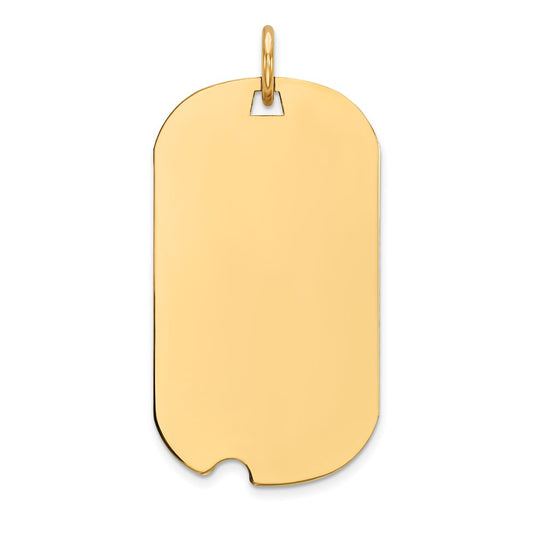 14k Yellow Gold Plain .027 Gauge Engraveable Dog Tag w/Notch Disc Charm