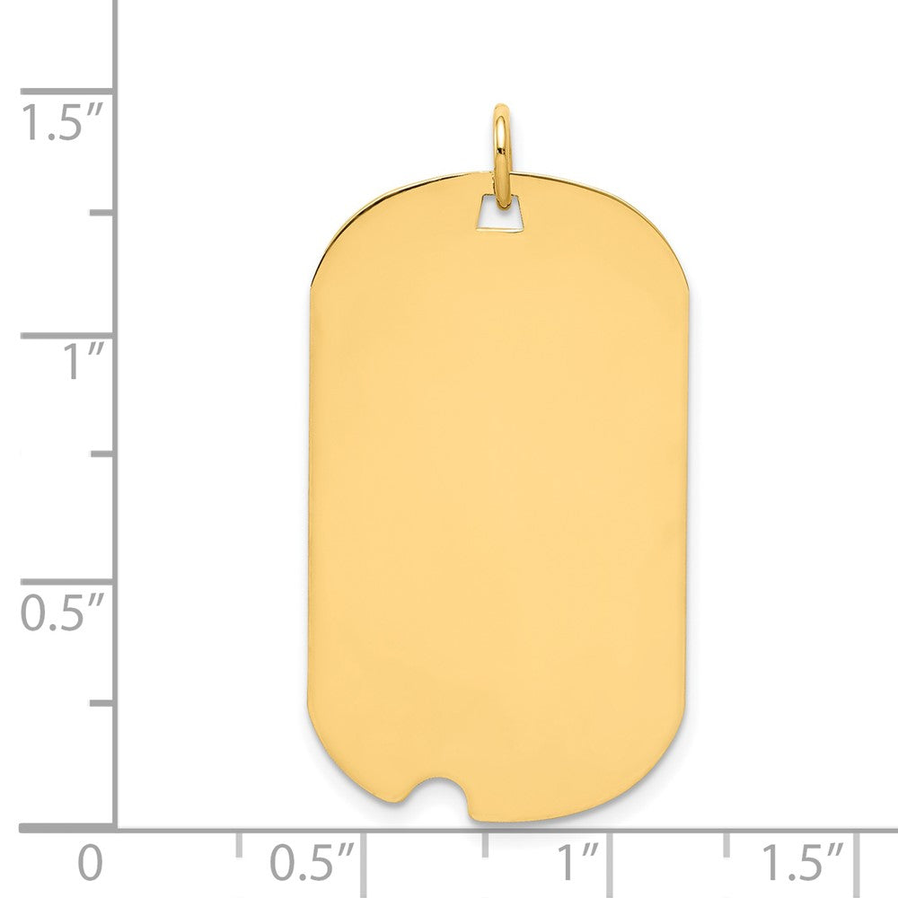 14k Yellow Gold Plain .018 Gauge Engraveable Dog Tag w/Notch Disc Charm