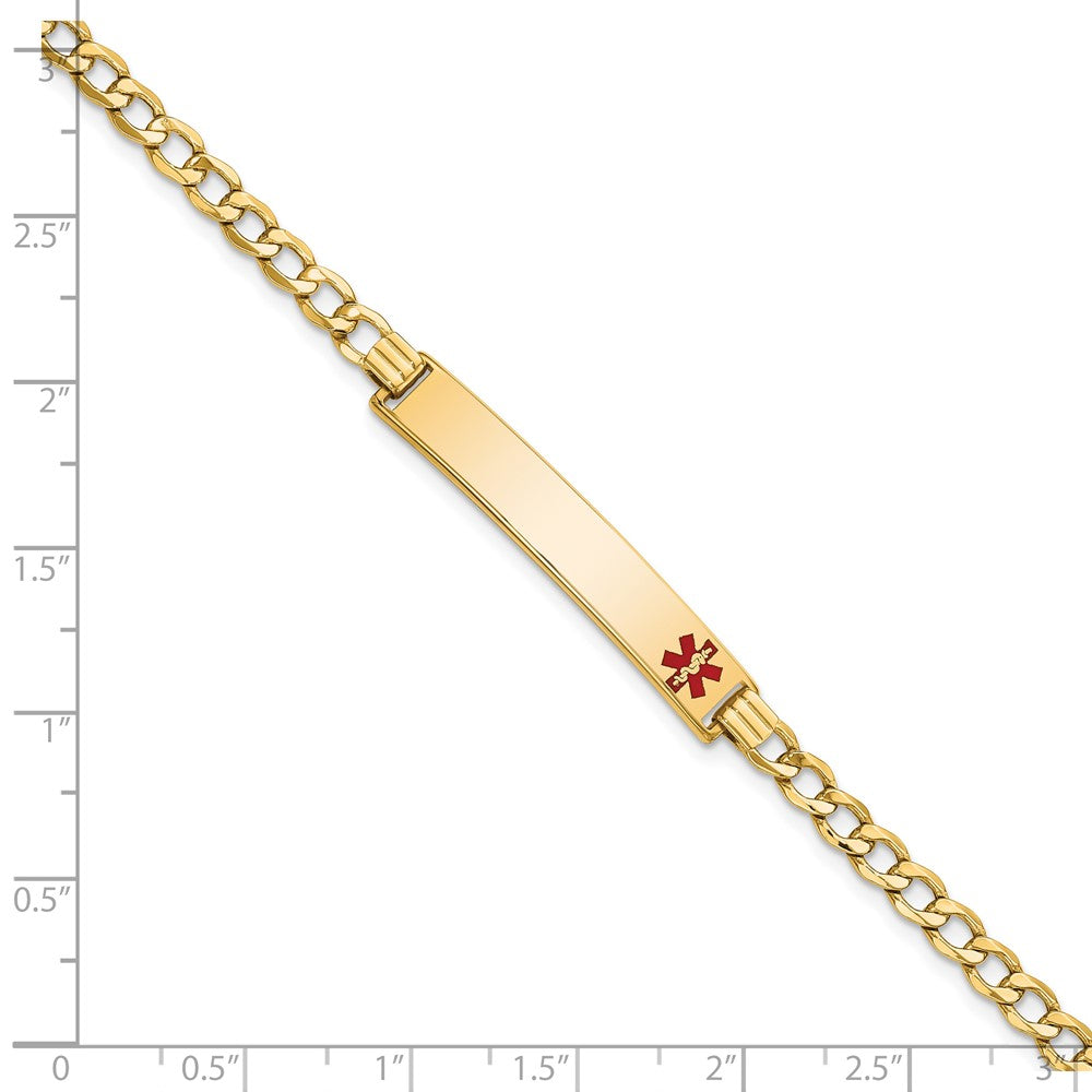 14K Semi-solid Medical Red Enamel Curb Link ID Bracelet